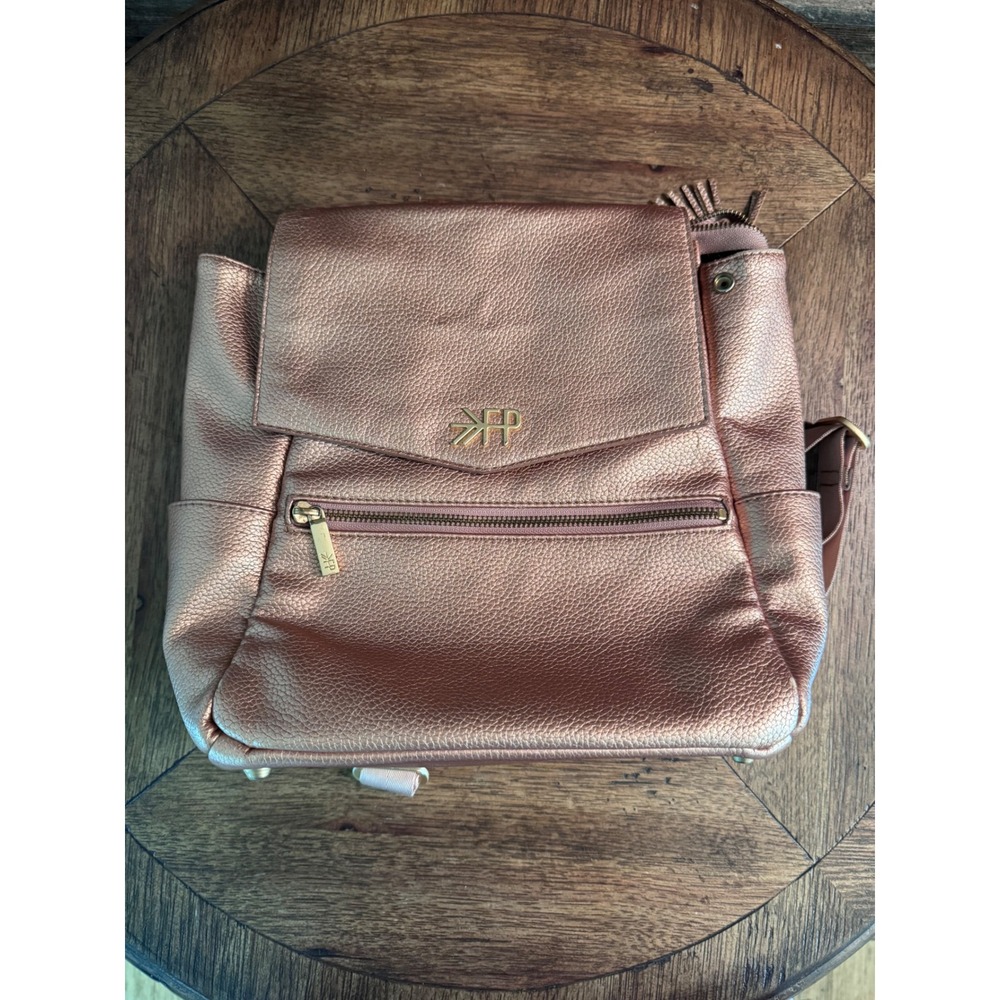 Freshly Picked Mini Classic Diaper Bag Rose Gold Metallic Vegan Leather Backpack